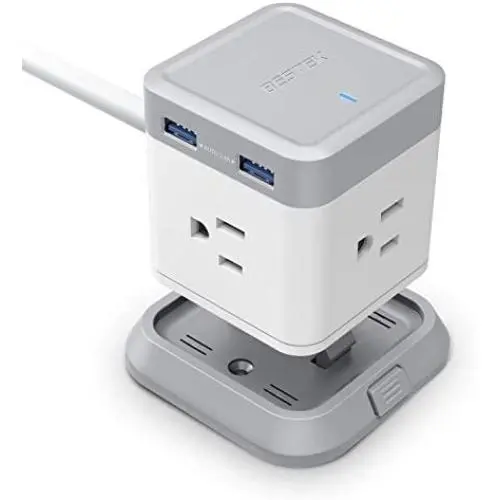 BESTEK Power Strip with USB, Vertical Cube Mountable Power Outlet Extender with 3 Outlets, 4 USB Ports, 5-Foot Extension Cord and Detachable Base for Easy Mounting BESTEK Power Strip with USB, Vertical Cube Mountable Power Outlet Extender with 3 Outlets, 4 USB Ports, 5-Foot Extension Cord and Detachable Base for Easy Mounting