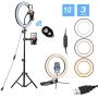 10” Led Ring Light with Stand and Phone Holder,Mini Selfie Ring Light Circle with Remote Control, 3 Light Modes and 10 Brightness Levels for Makeup, Photography, Live Streaming, Vlog SXIYA