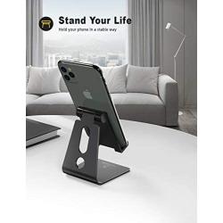 Adjustable Cell Phone Stand, Lamicall Phone Stand : [Update Version] Cradle, Dock, Holder Suitable to Switch, iPhone 8 X 7 6 6s Plus 5 5s 5c Charging, Accessories Desk, All Android Smartphone - Black