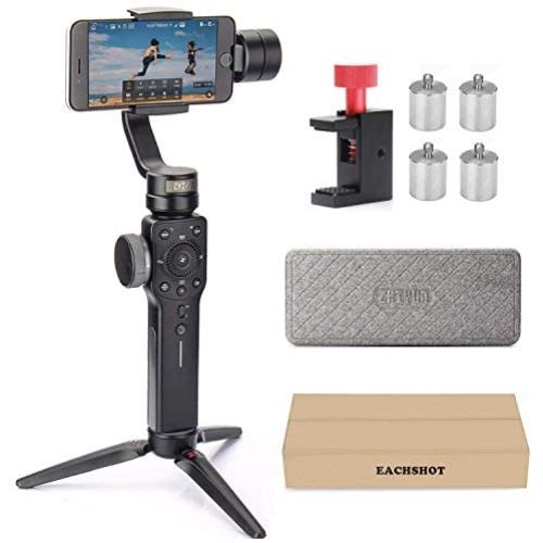 Zhiyun Smooth 4 with Counterweight, 3-Axis Handheld Gimbal Stabilizer with Focus Pull & Zoom for iPhone Xs Max Xr X 8 Plus 7 6 SE Android Smartphone Samsung Galaxy S10 S9+ S9 S8+ S8 S7 S6 Edge Black