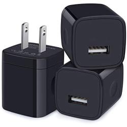 Charger Block, 3-Pack USB Wall Charger 1A/5V USB Charger Plug Single Port Charging Cube Box for iPhone SE, 11 Pro Max, XR/Xs/X, 8/7/6/6S Plus, iPad, Samsung Galaxy S20 Plus,A10e, A20, LG, Pixel, Moto