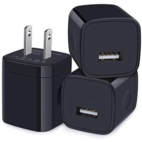 Charger Block, 3-Pack USB Wall Charger 1A/5V USB Charger Plug Single Port Charging Cube Box for iPhone SE, 11 Pro Max, XR/Xs/X, 8/7/6/6S Plus, iPad, Samsung Galaxy S20 Plus,A10e, A20, LG, Pixel, Moto