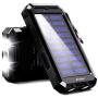 20000mAh Solar Power Bank Solar Charger Waterproof Portable Battery Charger with Compass for iPad iPhone Android Cellphones (Black)