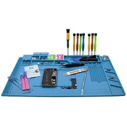 MMOBIEL Anti-Static Non-Slip Magnetic Silicone Repair Mat. Multi Work Station Soldering Mat (45 x 30 cm) 680g (Blue)