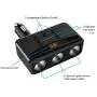 Car Charger with Dual USB, 3 Cigarette Lighter Sockets,Adapter with Voltmeter Monitor fit for 12V,24V Car,Compatible for iPhone,LG,HTC,Samsung,BlackBerry and More