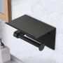 Wahtool Toilet Paper Holder and Shelf 304 Stainless Steel Bathroom Accessories, Paper Roll Holder or Smartphone Shelf, Wall Mounted for Bathroom, Black Matte