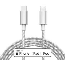 Apple MFi Certified USB C to Lightning Cable Made for iPhone X/XS/XR/XS Max / 8/8 Plus, Supports Power Delivery (for Use with Type C Chargers) 4FT (Silver)