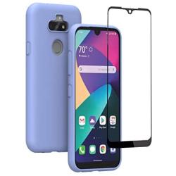 Weycolor LG Aristo 5 Plus Case ，LG Aristo 5 / K31 / Phoenix 5 / Fortune 3 / Risio 4 / Tribute Monarch / K8X, with Tempered Glass Screen Protector [2 Pack], Liquid Silicone Slim Soft Case (Purple)