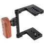 CAMVATE DSLR Video Camera Cage Stabilizer Rig with Wooden Handle for Canon Nikon Sony