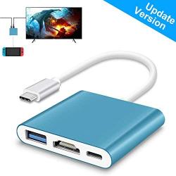 Update Version FastSnail Mini Dock HDMI Hub Adapter for Nintendo Switch, HDMI Type C Converter Cable for Switch (Blue)