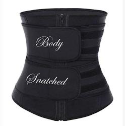 Latex Double Strapped, Zip Up Waist Trainer, Workout Sweat Sauna Belt, for Body Shaping Hourglass Tummy Reduction