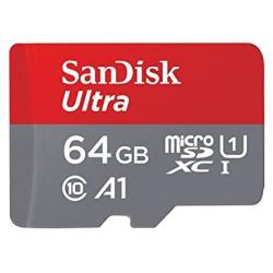 SanDisk 64GB SDXC Micro Ultra Memory Card Works with Samsung Galaxy A10, A20, A70 Cell Phone Class 10 (SDSQUAR-064G-GN6MN) Bundle with (1) Everything But Stromboli MicroSD and SD Card Reader