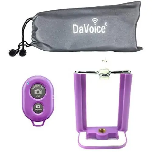 DaVoice Cell Phone Tripod Mount Adapter Holder + Wireless Remote Control + Carry Bag for iPhone X Se 8 7 6 6s Plus 5 5s 5c Samsung Galaxy S9 S8 S7 S6 S5 Edge Universal Bracket Attachment (Violet) DaVoice Cell Phone Tripod Mount Adapter Holder + Wireless Remote Control + Carry Bag for iPhone X Se 8 7 6 6s Plus 5 5s 5c Samsung Galaxy S9 S8 S7 S6 S5 Edge Universal Bracket Attachment (Violet)
