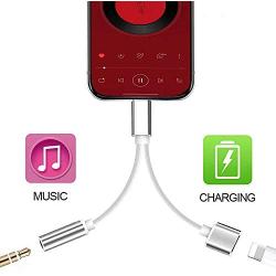 Headphone Adapter Jack 2 in 1 Adapter for iPhone Xs/Xs Max/XR/ 8/8 Plus/X (11) / 7/7 Plus Adapter Listen to Music Adapter Audio and Charge 3.5mm Splitter Converter Compatible with Adaptor Charger