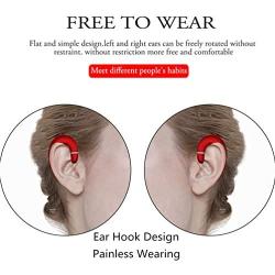 Ear Hook Bluetooth Wireless Headphones,Non Ear Plug Headset with Microphone,Single Ear Noise Cancelling Earphones Painless Wearing with Earbuds Case for Android Smartphones,iPhone X 8 7 6 (Red)