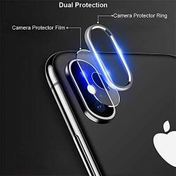 [2 Pack] Tempered-Glass Camera Protector for iPhone X 2.5D Ultra Thin HD Anti-Fingerprint Protective Clear Film for iPhone Lens with 2 Phone Camera Covers (iPhone X)