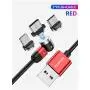 Magnetic USB Charging Cable Krsende 3in1 360°&180°Rotation Nylon Braided Cord Compatible with Mirco USB Type C Smartphone and iProduct Device-No Date Sync(4Pack/Red)