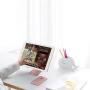 Adjustable Cell Phone Stand, Multi-Angle Tablet Stand Desk Cell Phone Holder with Anti-Slip Base and Convenient Charging Port Universal Aluminum Stand for All Smartphones and Tablets - Rose Gold