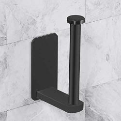 VAEHOLD Toilet Paper Holder Self Adhesive Kitchen Washroom Adhesive Toilet Roll Holder No Drilling for Bathroom Stick on Wall Stainless Steel Brushed - Black