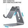 Adjustable Cell Phone Stand, OMOTON Desktop Cell Phone Stand Tablet Stand, Advanced 4mm Thickness Aluminum Stand Holder for Mobile Phone and Tablet (Up to 10.1 inch) … (Grey)