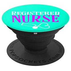 Registered Nurse RN Medical Stethoscope Blue Purple White PopSockets Grip and Stand for Phones and Tablets