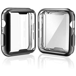 [2-Pack] Julk Case for Apple Watch Series 5 / Series 4 Screen Protector 40mm, 2019 New iWatch Overall Protective Case TPU HD Ultra-Thin Cover for Series 5/4 (1 Black+1 Transparent)