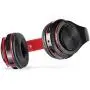Wireless Headset with Mic, Foldable Bluetooth Headphone with 3.5mm Audio Jack, Built-in Noise Cancelling Microphone, Support for Plug-in Card, for PC, Phone(Black+red)