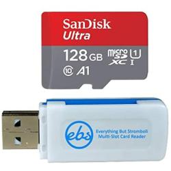 SanDisk 128GB SDXC Micro Ultra Memory Card Works with Samsung Galaxy A10, A20, A70 Cell Phone Class 10 (SDSQUAR-128G-GN6MN) Bundle with (1) Everything But Stromboli MicroSD and SD Card Reader