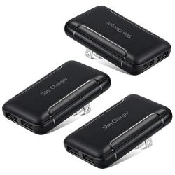 Dual USB Wall Charger, Excgood [3-Pack] Ultra Slim Foldable USB Wall Plug Flat Compatible with iPhone 11 Pro Max/Xr/Xs/X, Galaxy S10/9/8/7, Pixel and More Smartphones, Black