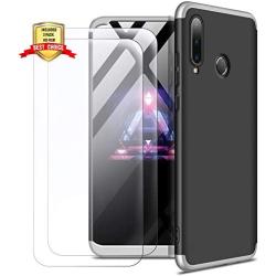 HikerClub Huawei P30 Lite Case with Screen Protector 3 in 1 Hard Plastic Ultra Thin Slim Fit 360 Degree Full Body Protective Shockproof Anti-Scratch Case for Huawei P30 Lite (Black&Silver)