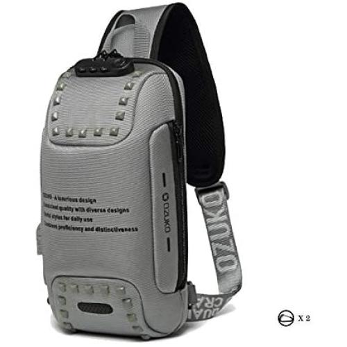 OZUKO Sling Backpack USB Anti-Theft MenS Chest Bag Casual Shoulder Bag