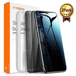 TORRAS Black Diamond iPhone 11 Pro Max Screen Protector Privacy iPhone XS Max Screen Protector [Super Anti-Spy] Tempered Glass Screen Protector Design for Apple iPhone 11 Pro Max/XS Max 6.5” (2-Pack)
