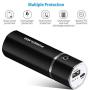 Poweradd Slim 2 5000mAh Ultra-compact Portable Power Bank External Battery Pack with ID Identify Tech for iPhone, iPad, Samsung Galaxy and More - Black