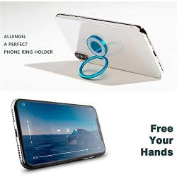 Phone Ring Holder - Allengel 360 Rotation Bling Metal Finger Kickstand Finger Ring Grip Stand for Strongly Magnetic Car Mount Compatible with iPhone, Samsung Galaxy, All Smartphone (Blue)