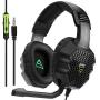 [Xbox One, PS4 Gaming Headset ]SUPSOO G811 Gaming Headset for New Xbox One, PS4 Controller,3.5mm Wired Over-ear Noise Isolating Microphone Volume Control for Mac/ PC/Laptop / PS4/Xbox One(Black&Green)