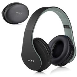 Over Ear Bluetooth Headphones, WXY Wireless Headset V5.0 with Built-in Mic, Micro TF, FM Radio, Soft Earmuffs & Lightweight for iPhone/Samsung/PC/TV/Travel (Black-Gray)