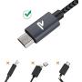 Micro USB Cable [2 Pack/3.3ft] RAMPOW Braided Nylon Cell Phone Charger - Fast Charging & Sync - Micro USB Charger 2.4A for Samsung Galaxy S5/S6/S7, HTC, LG, Sony, PS4, MP3 and more - Space Gray