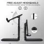 Cell Phone Stand, ANDATE Angle Height Adjustable Cell Phone Stand for Desk, Fully Foldable Cell Phone Holder, Tablet Stand, Case Friendly Compatible with All Mobile Phone/iPad/Kindle/Tablet (Black)