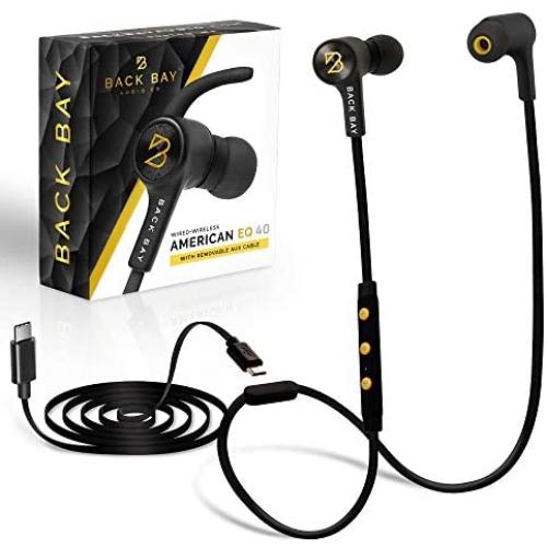 Back Bay 3-in-1 Wireless & Wired USB-C Audio Cable Headphones [Bluetooth, USB Type C, Aux 3.5mm Cables] Sweatproof Earbuds Magnetic Bass Earphones