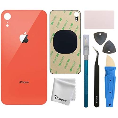 Vimour Back Glass Replacement for iPhone XR 6.1 Inches All Carriers with Pre-Installed Adhesive and Repair Tool Kits (Coral)