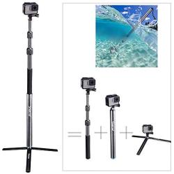 Smatree Carbon Fiber Selfie Stick Tripod Extension Monopod Compatible for GoPro Hero 8/7/6/5/4/3 plus/3/2018/Fusion/AKASO/SJCAM SJ4000 Xiaomi Yi/DJI OSMO Action Cameras with Tripod