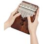 Kalimba 17 Keys Thumb Piano,Study Instruction and Tune Hammer,Portable Mbira Finger Piano Gifts for Kids and Adults Beginners (Brown)