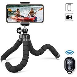 Phone Tripod, Camera Flexible Tripod with Bluetooth Remote and Universal Clip, 360° Adjustable Mini Travel Tripod Portable Camera Stand Holder for iPhone Android GoPro Selfie SLR Sports Camera