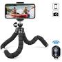 Phone Tripod, Camera Flexible Tripod with Bluetooth Remote and Universal Clip, 360° Adjustable Mini Travel Tripod Portable Camera Stand Holder for iPhone Android GoPro Selfie SLR Sports Camera