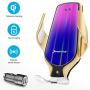 Wireless Charger Car Qi Touch Sensing Mount Kit Phone Stand Automatic Retractable Clip Fast Charging Holder Compatible with iPhone Xs Max/XR/X/11/11 Pro/8/8Plus Samsung S10/S10+/S9/S9+/S8/S8+（Gold