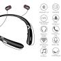 Bluetooth Headphones, Doltech Bluetooth 5.0 Neckband Headphones Noise Cancelling Headset with Carrying Bag Retractable Earbuds Stereo Earphones with Mic (Black)