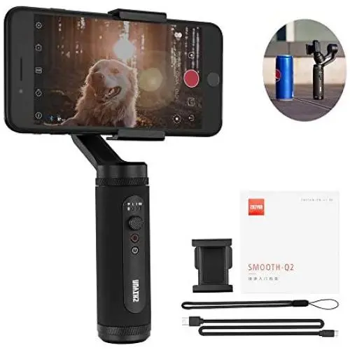 Zhiyun Smooth Q2 3 Axis Handheld Gimbal for Smartphone, Small Pocket Size 260g Max. Payload 360 Degree Rotation IOS & Android Supported Quick Release 17h Running Time, for Vlog YouTube Street Snapshot Zhiyun Smooth Q2 3 Axis Handheld Gimbal for Smartphone, Small Pocket Size 260g Max. Payload 360 Degree Rotation IOS & Android Supported Quick Release 17h Running Time, for Vlog YouTube Street Snapshot