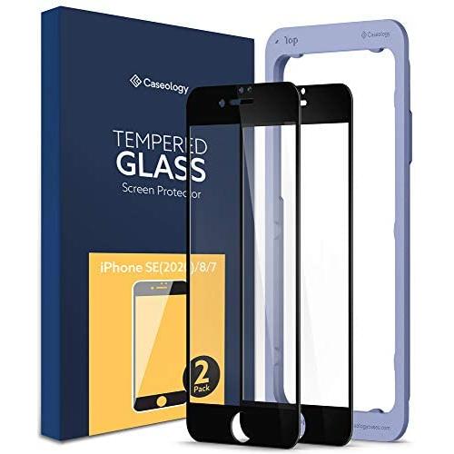 Caseology Full Cover Tempered Glass for Apple iPhone SE 2020 Screen Protector for iPhone 8/7 with Installation Kit - 2 Pack