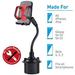 2020 New Benefree Cup Holder Phone Mount Universal Adjustable Gooseneck Cup Holder Cradle Car Mount for Cell Phone iPhone Xs/XS/Max/X/8/7 Plus/Galaxy/Huawei(Red)