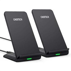CHOETECH Wireless Charger, [2 Pack] 10W Max Qi-Certified Fast Wireless Charging Stand Compatible with iPhone SE 2020/11/11 Pro/11 Pro Max/Xs MAX/XR/XS/X/8, Galaxy S20+/Note 10/S10 Plus/S9